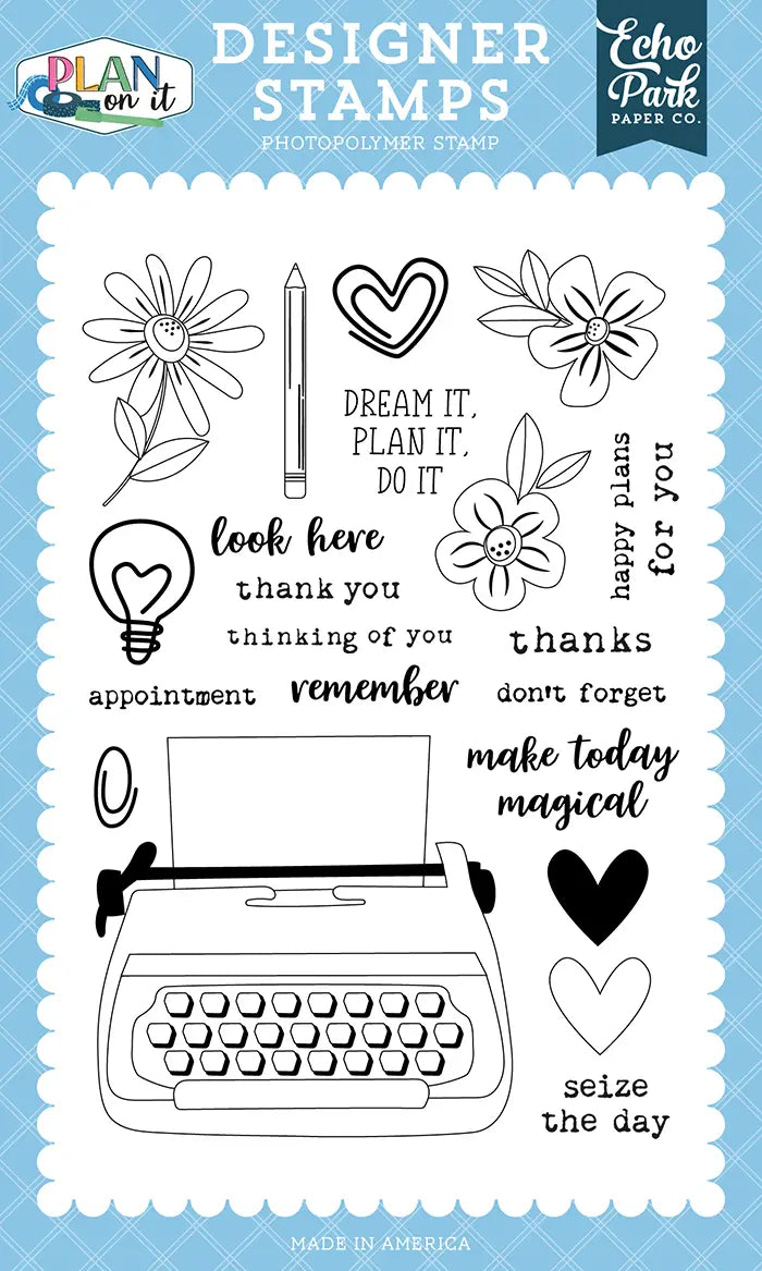 Typewriter Text Stamp Set - Plan On It - Echo Park