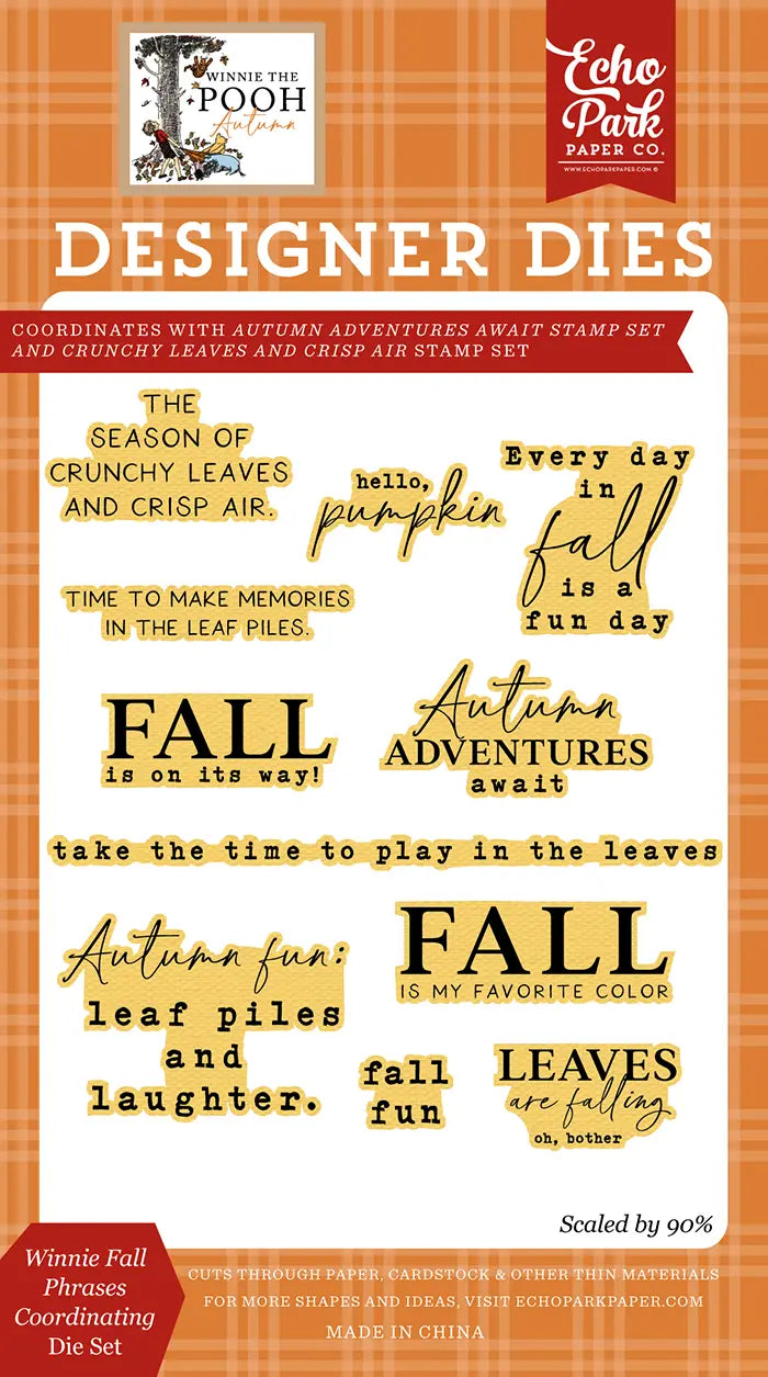 Winnie Fall Phrases Coordinating Die Set - Winnie The Pooh Autumn - Echo Park