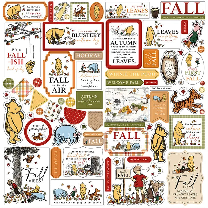 Winnie The Pooh Autumn Element Stickers - Echo Park