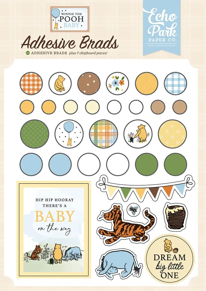 Winnie The Pooh Baby Adhesive Brads - Echo Park