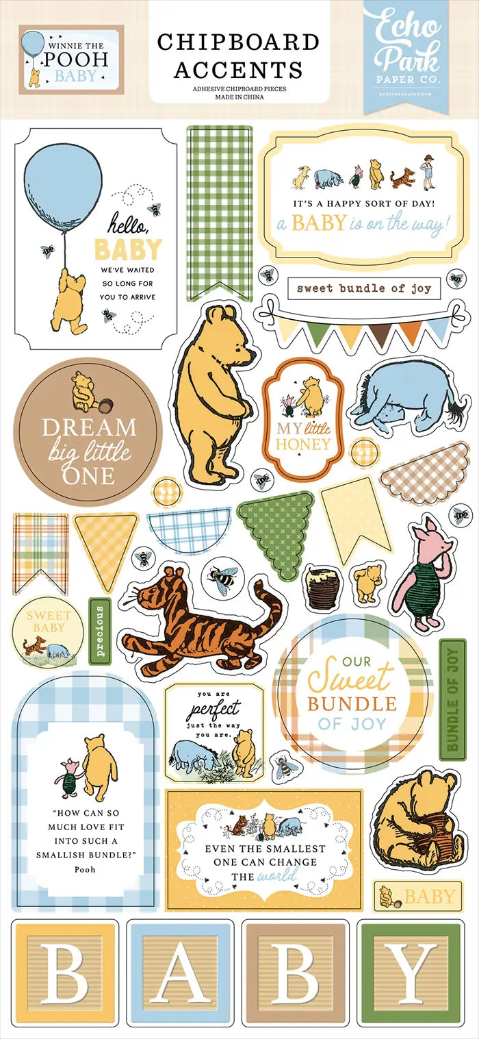 Winnie The Pooh Baby 6" x 13" Chipboard Accents - Echo Park