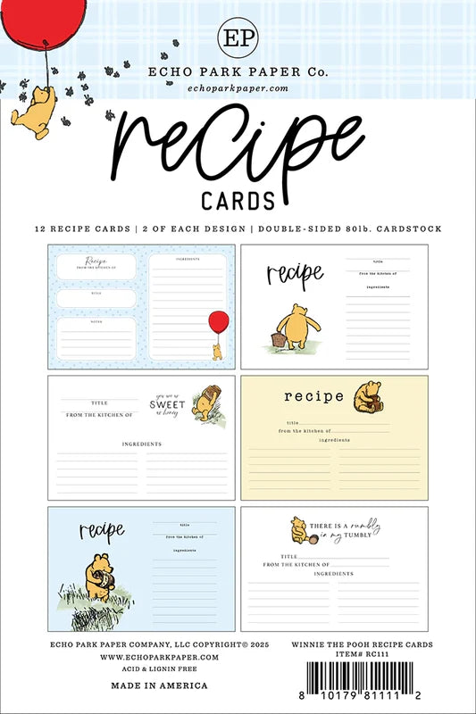 Winnie the Pooh Recipe Cards - Echo Park