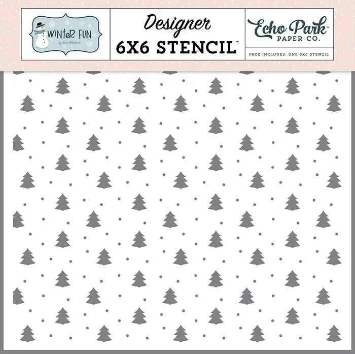 Winter Pine Trees Stencil - Winter Fun - Echo Park