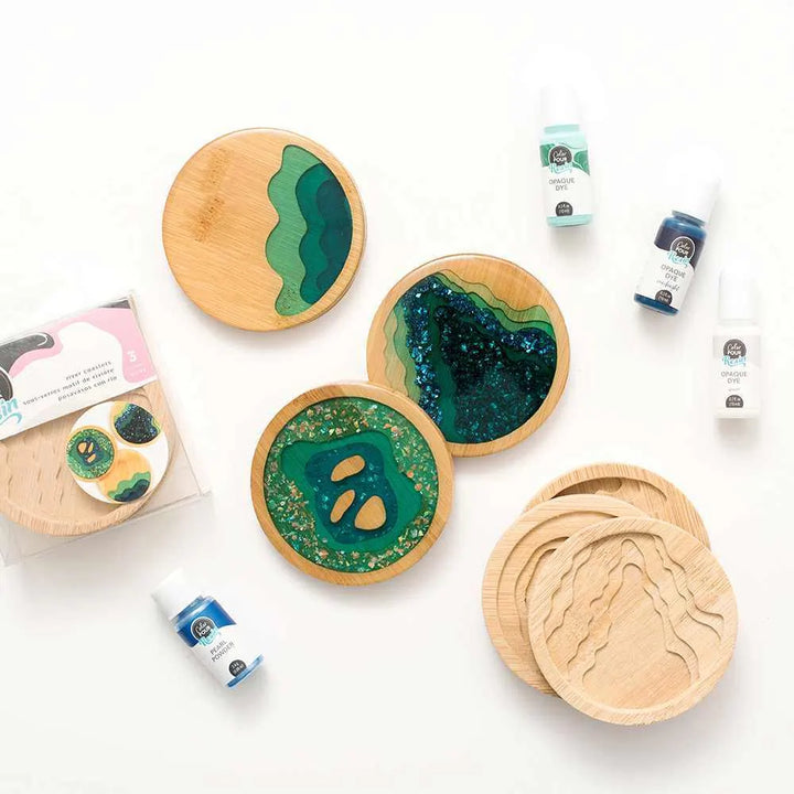 Wood River Coasters-Color Pour Resin-American Crafts