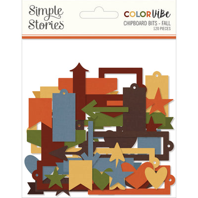 Color Vibe Chipboard Bits &  Pieces Fall - Simple Stories - Clearance