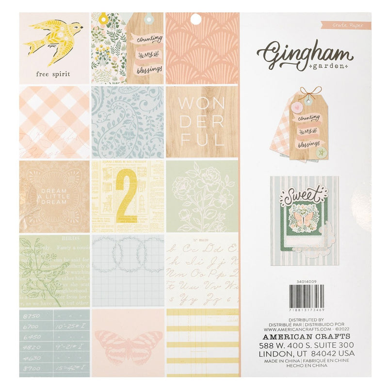 Paper Pad, 12x12 - Gingham Garden Collection - Crate Paper