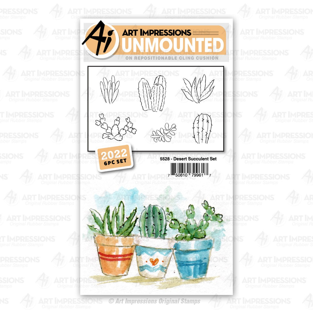 Desert Succulent Rubber Stamps - Watercolor Collection - Art Impressions