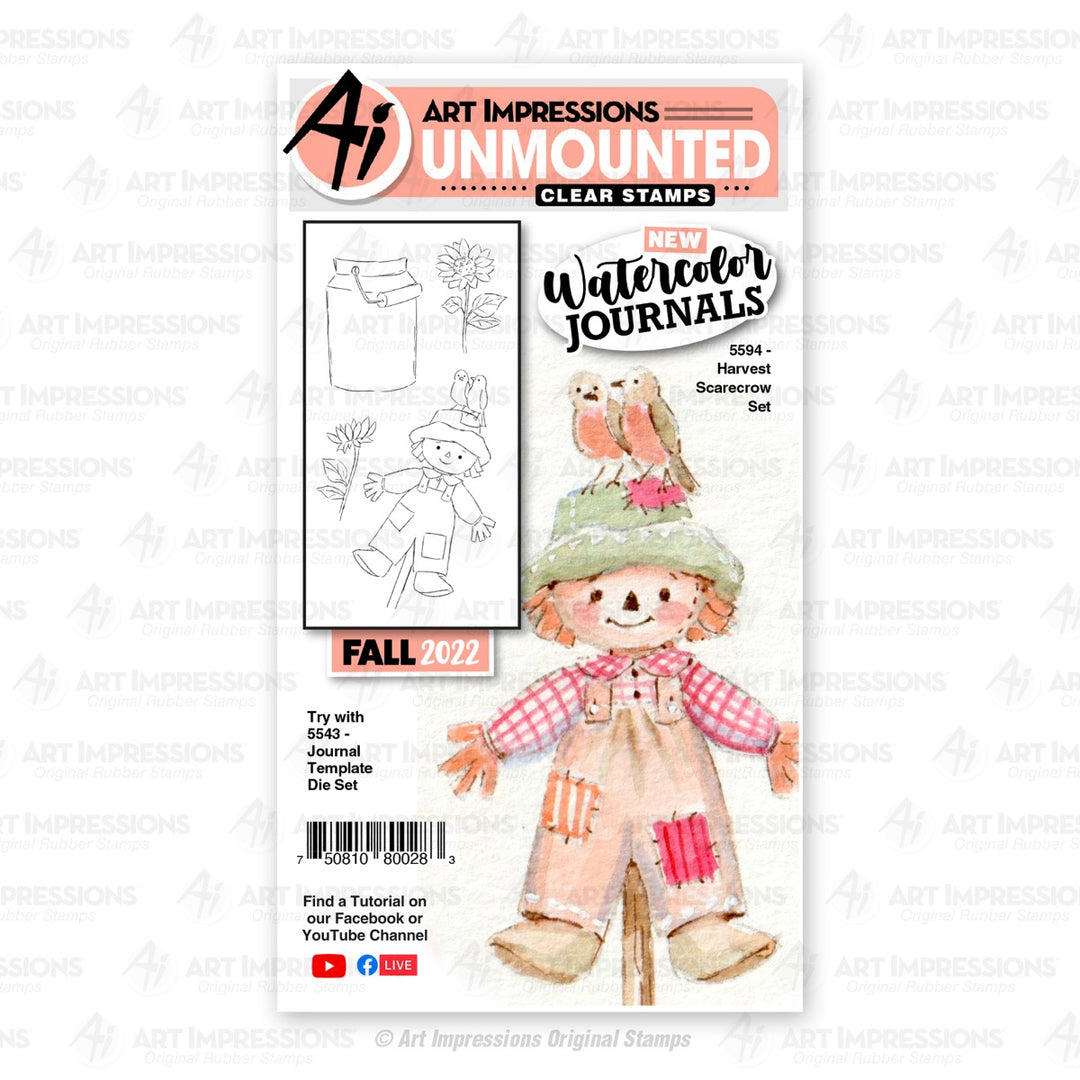 Harvest Scarecrow Clear Stamps - Watercolor Journal Collection - Art Impressions