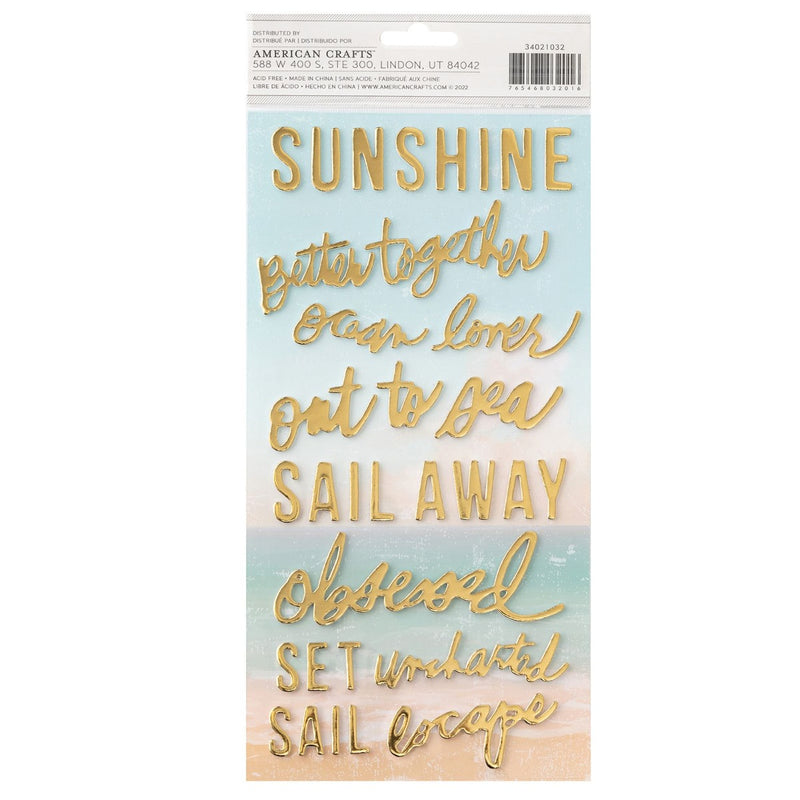 Phrase Puffy Thickers with Gold Foil - Heidi Swapp - Set Sail Collection - American Crafts