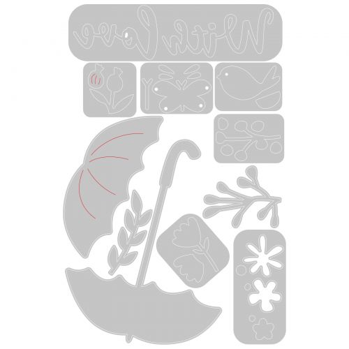 Flowers in Umbrella Thinlits Die Set - Olivia Rose - Sizzix