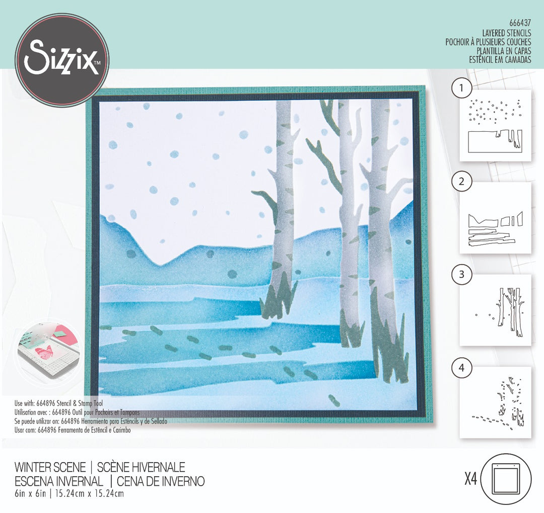 Winter Scene Layered Stencils - Olivia Rose - Sizzix