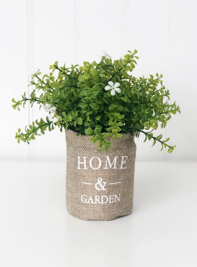 Home & Garden Burlap Bag & Spring Flowers - Tiered Tray Decor - Foundations Decor