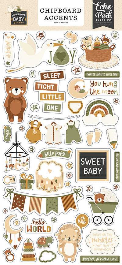 Special Delivery Baby Chipboard Accents - Echo Park