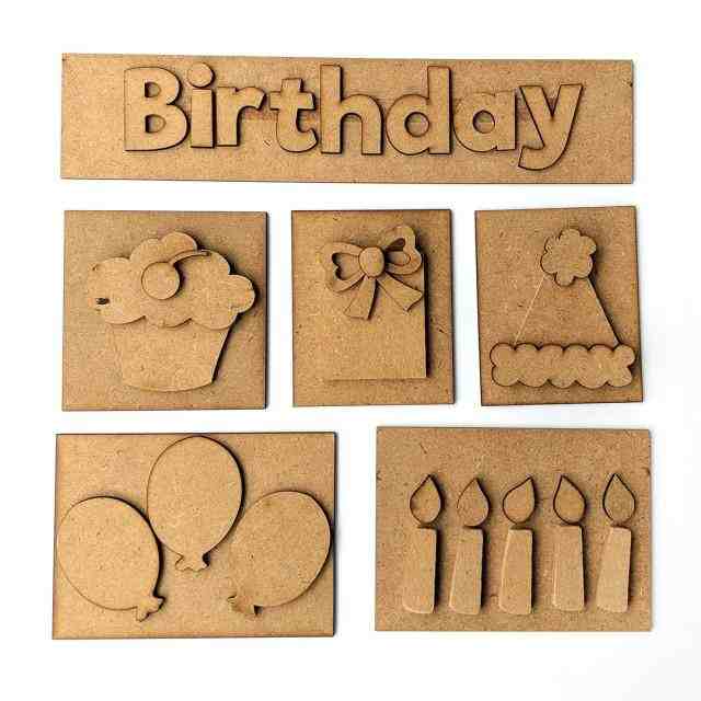 Foundations Decor Birthday Shadowbox Wood pieces