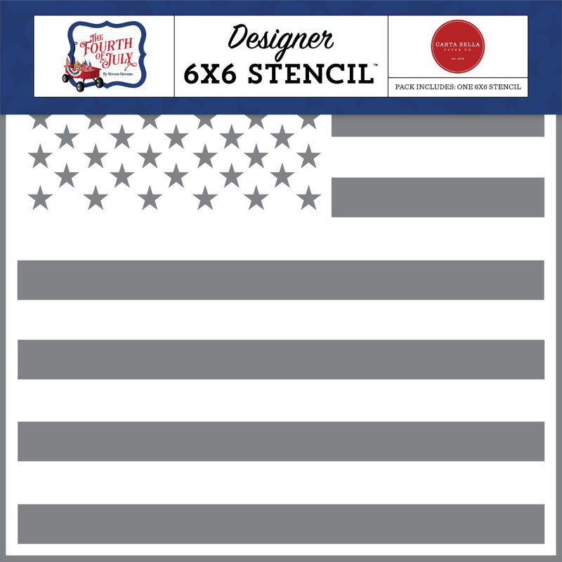 American Flag Stencil, 6x6 - Steven Duncan - Fourth Of July - Carta Bella Paper