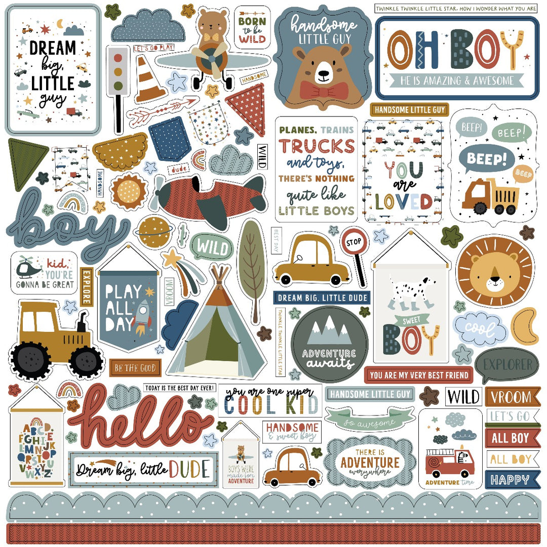 Element Stickers, 12x12 - Dream Big Little Boy - Echo Park