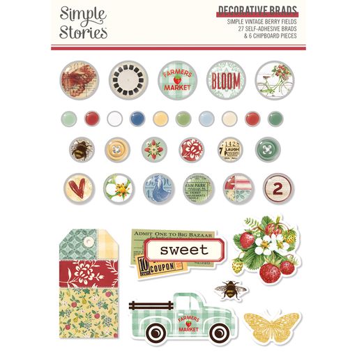 Decorative Brads - Simple Vintage Berry Fields Collection - Simple Stories
