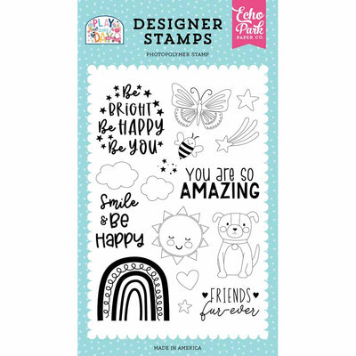Be Happy Stamp Set - Play All Day Girl - Echo Park - Clearance
