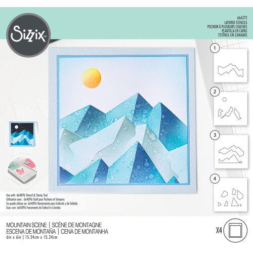 Layered Mountain Scene Stencils - Sizzix