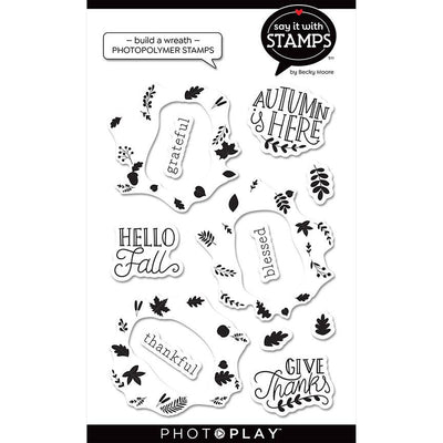 Fall Build A Wreath Icon Stamps - Say It With Stamps - PhotoPlay - Clearance