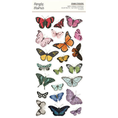 SV Color Palette Foam Stickers Butterfly & Floral - Simple Stories