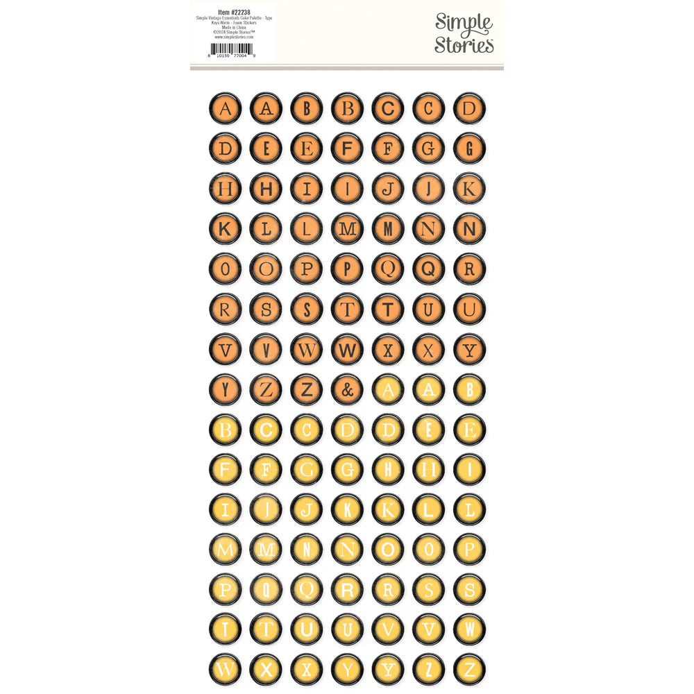 View 2 of SV Color Palette Foam Stickers Type Keys Warm - Simple Stories