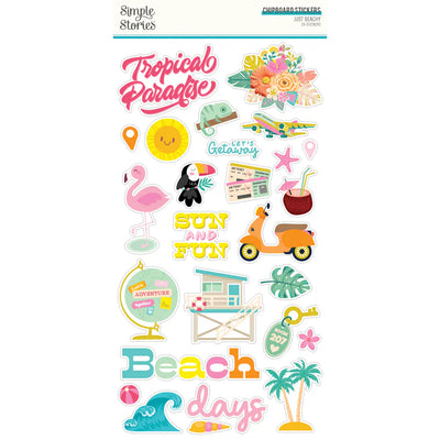 Just Beachy Chipboard Stickers - Simple Stories