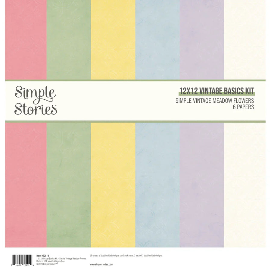 Simple Vintage Meadow Flowers 12" x 12" Vintage Basics Kit - Simple Stories