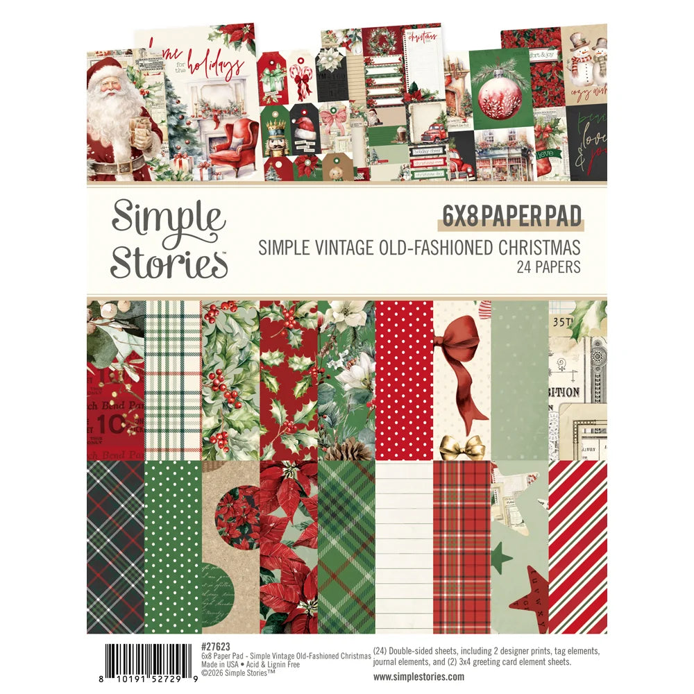 Simple Vintage Old Fashioned Christmas Pad, 6" x 8" - Simple Stories