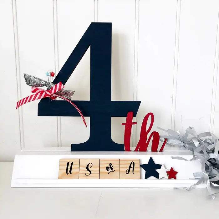 4th and "US of A" Wooden Tiles Craft - Foundations Decor