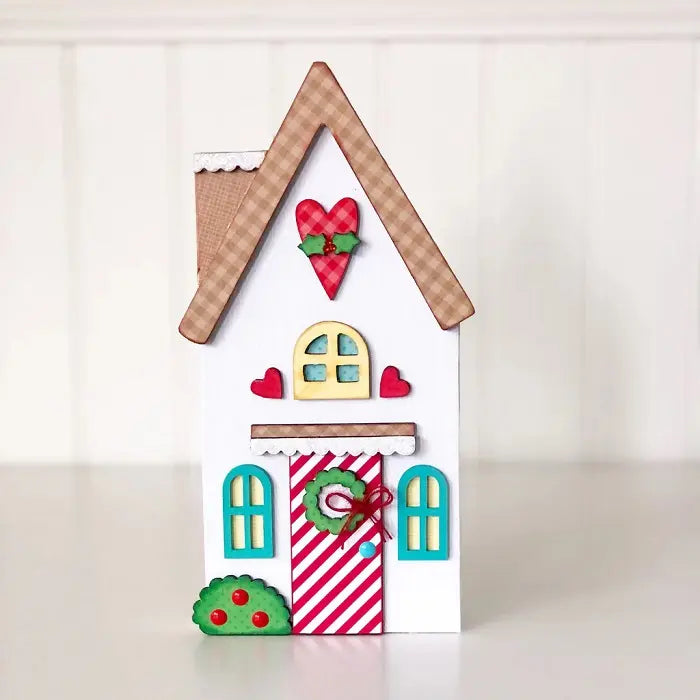 Tall Christmas House Wooden Decoration - Foundations Decor