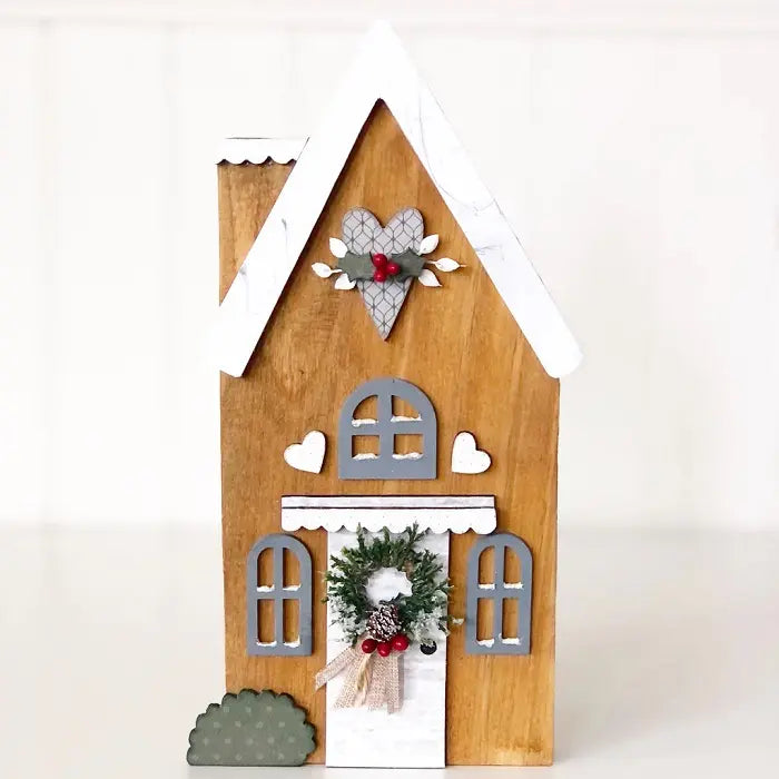 View 3 of Tall Christmas House Wooden Decoration - Foundations Decor