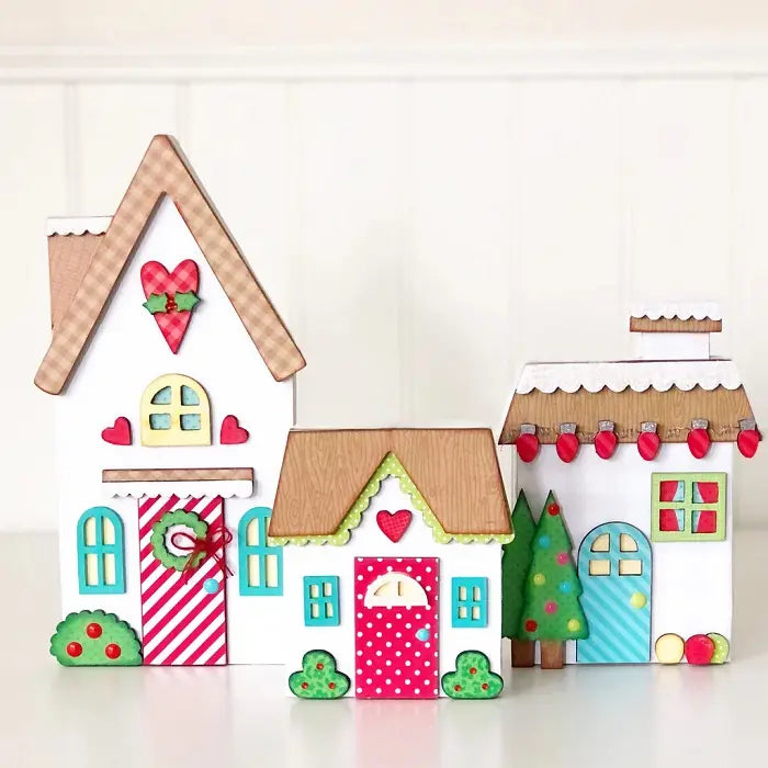 View 4 of Tall Christmas House Wooden Decoration - Foundations Decor