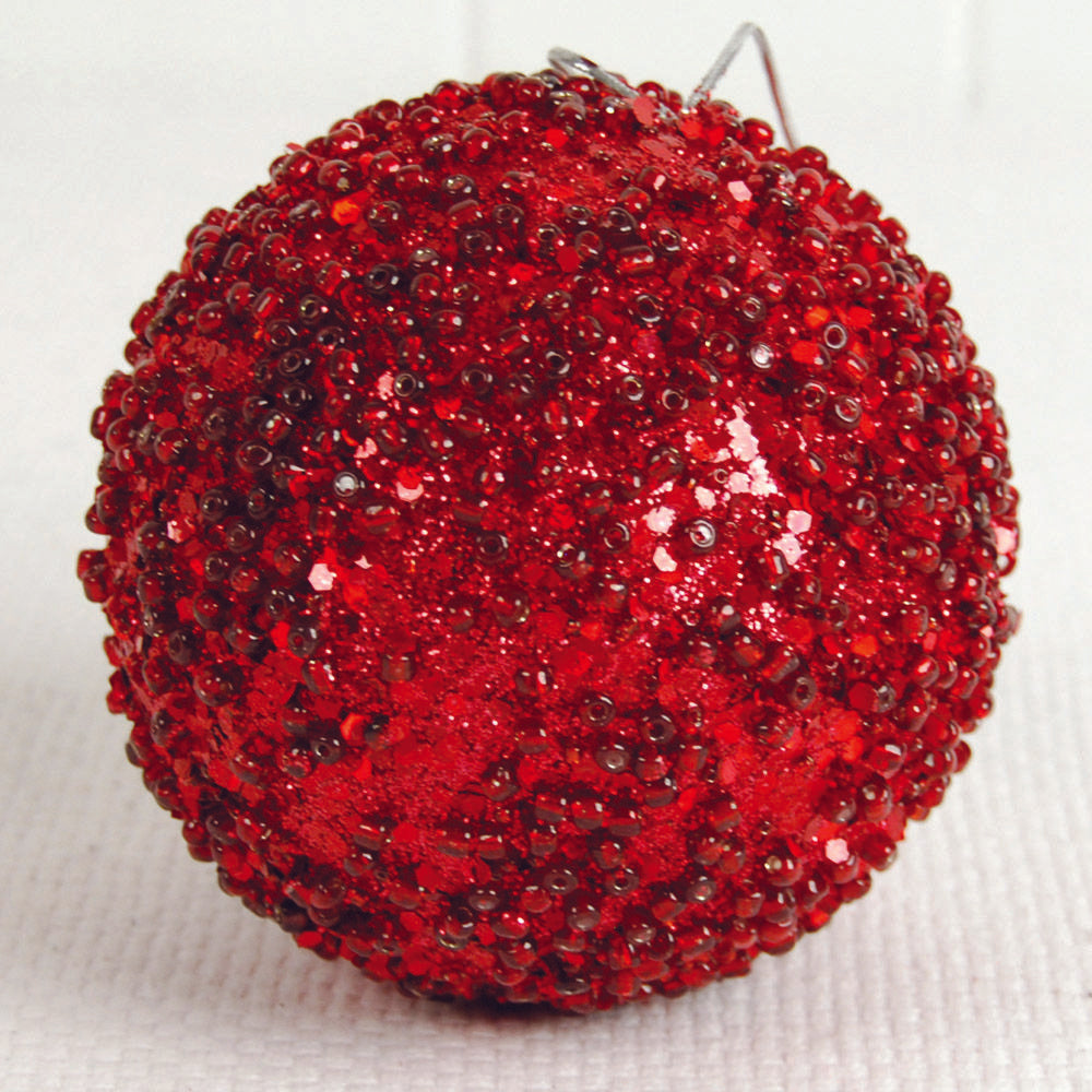 4" Red Jewel Ball Ornament