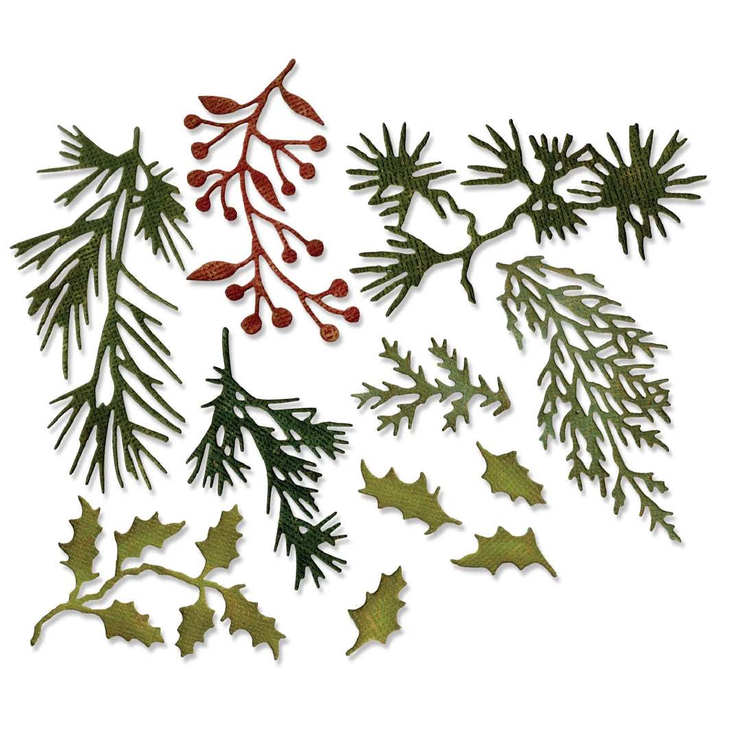 Mini Holiday Greens Thinlits Die Set - Sizzix