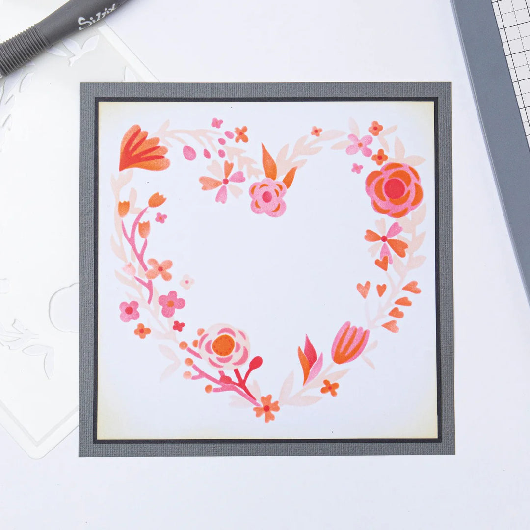 Heart Wreath Layered Stencils - Olivia Rose - Sizzix