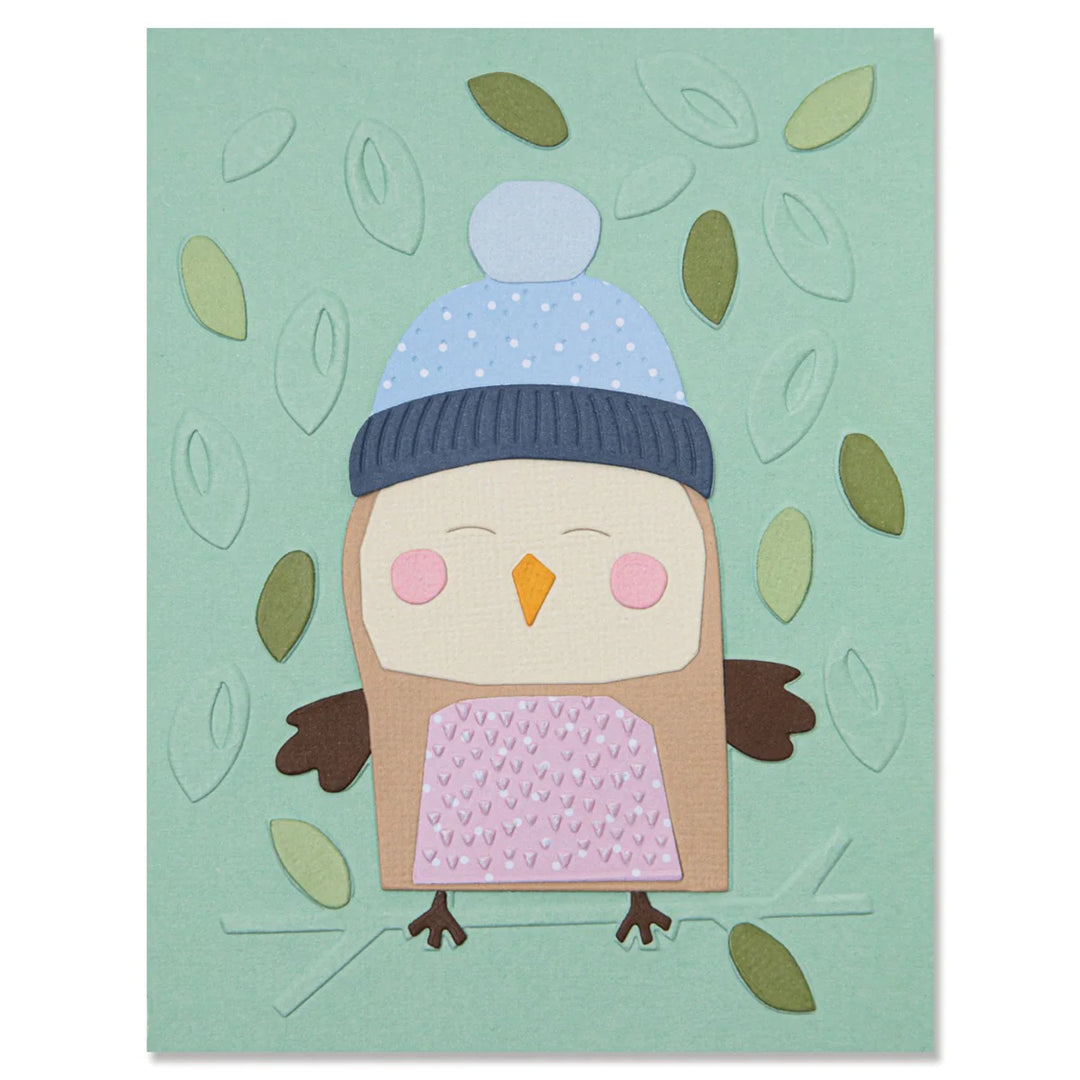 Cozy Owl 2-D Impresslits Embossing Folder - Jennifer Ogborn - Sizzix