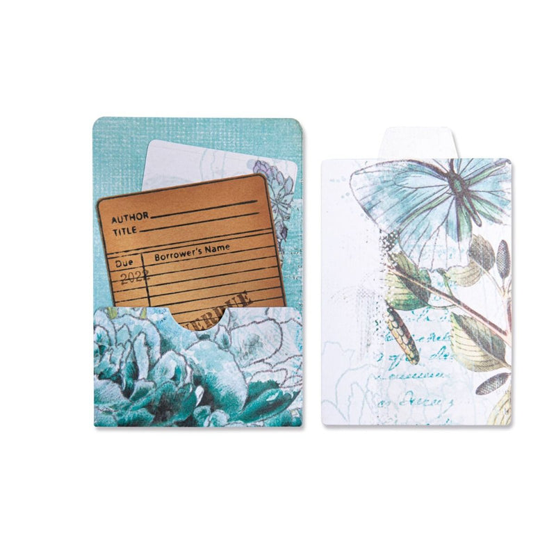 Library Pocket ATC Card & Tabs Thinlits Die Set - Eileen Hull - Sizzix-Clearance