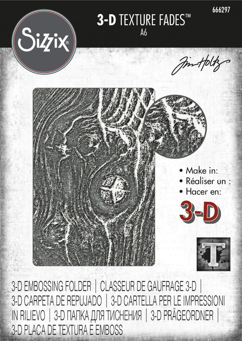 Woodgrain 3D Texture Fades Embossing Folder - Tim Holtz - Sizzix