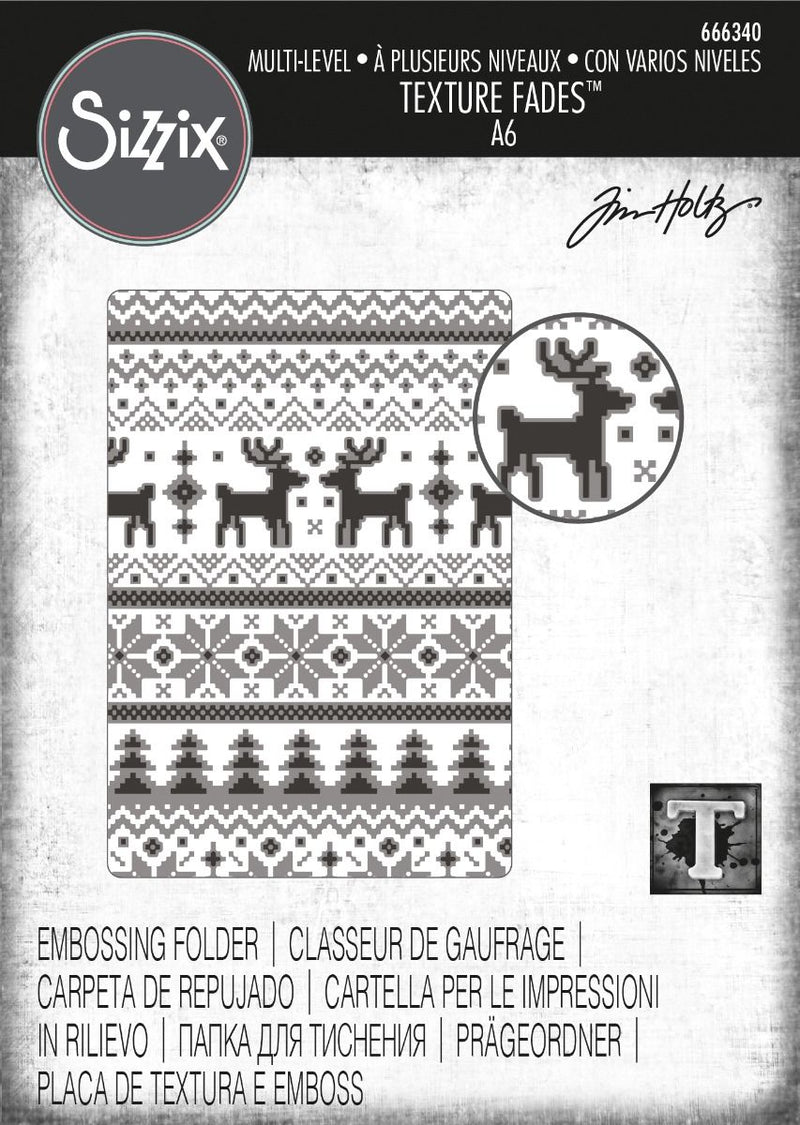 Multi-Level Texture Fades Embossing Folder Holiday Knit - Tim Holtz - Sizzix