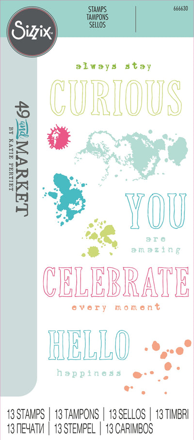 Hello You Sentiments Clear Stamps Set 13PK by 49 and Market - Sizzix