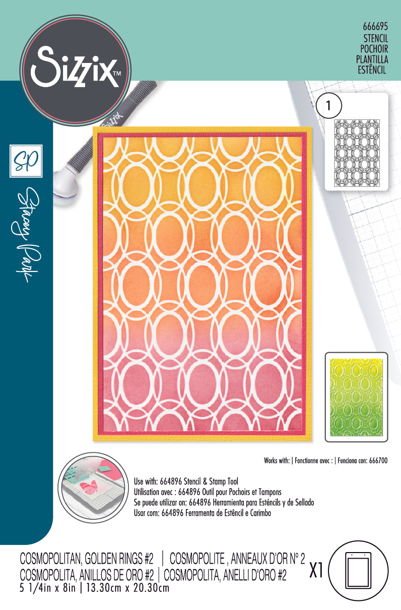 Golden Rings #2 A6 Stencil - Cosmopolitan by Stacey Park - Sizzix