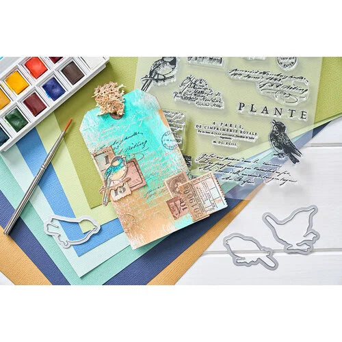 View 2 of Bird Song Framelits Die Set w/ A5 Clear Stamps Set by 49 and Market Collection - Sizzix