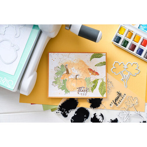 View 2 of Pencil Line Harvest Framelits Die Set w/A5 Clear Stamps Set by 49 and Market Collection - Sizzix
