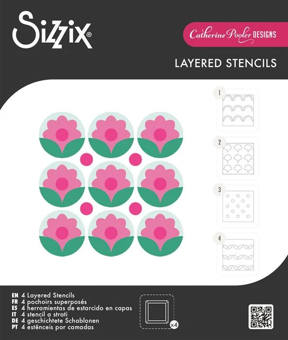 Print & Pattern Daisy Mini Layered Stencils (4 pack) - Catherine Pooler - Sizzix