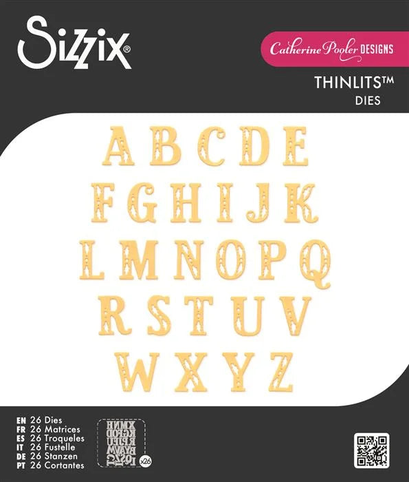 Folk Alphabet Thinlits Die Set (26 pack) - Catherine Pooler - Sizzix