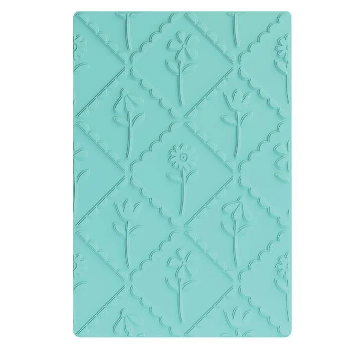 Scallop Framed Florals Multi-Level Textured Impressions Embossing Folder - Catherine Pooler - Sizzix