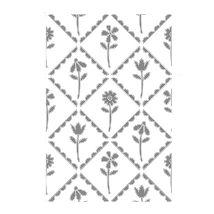 Scallop Framed Florals Multi-Level Textured Impressions Embossing Folder - Catherine Pooler - Sizzix
