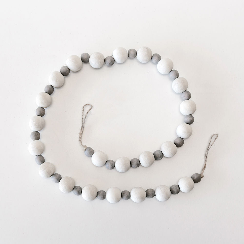 Wood Bead Garland - White & Grey