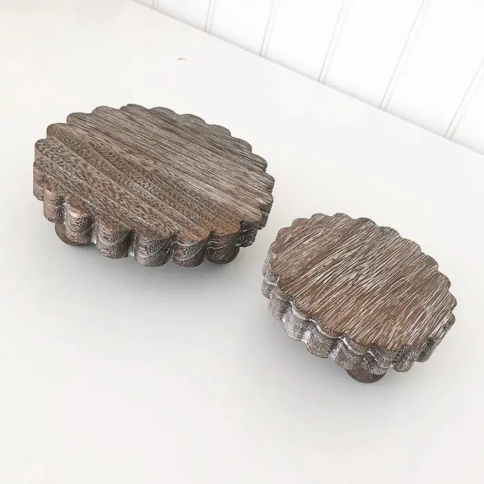 View 4 of Mini Scallopped Risers Wooden Decoration - Foundations Decor